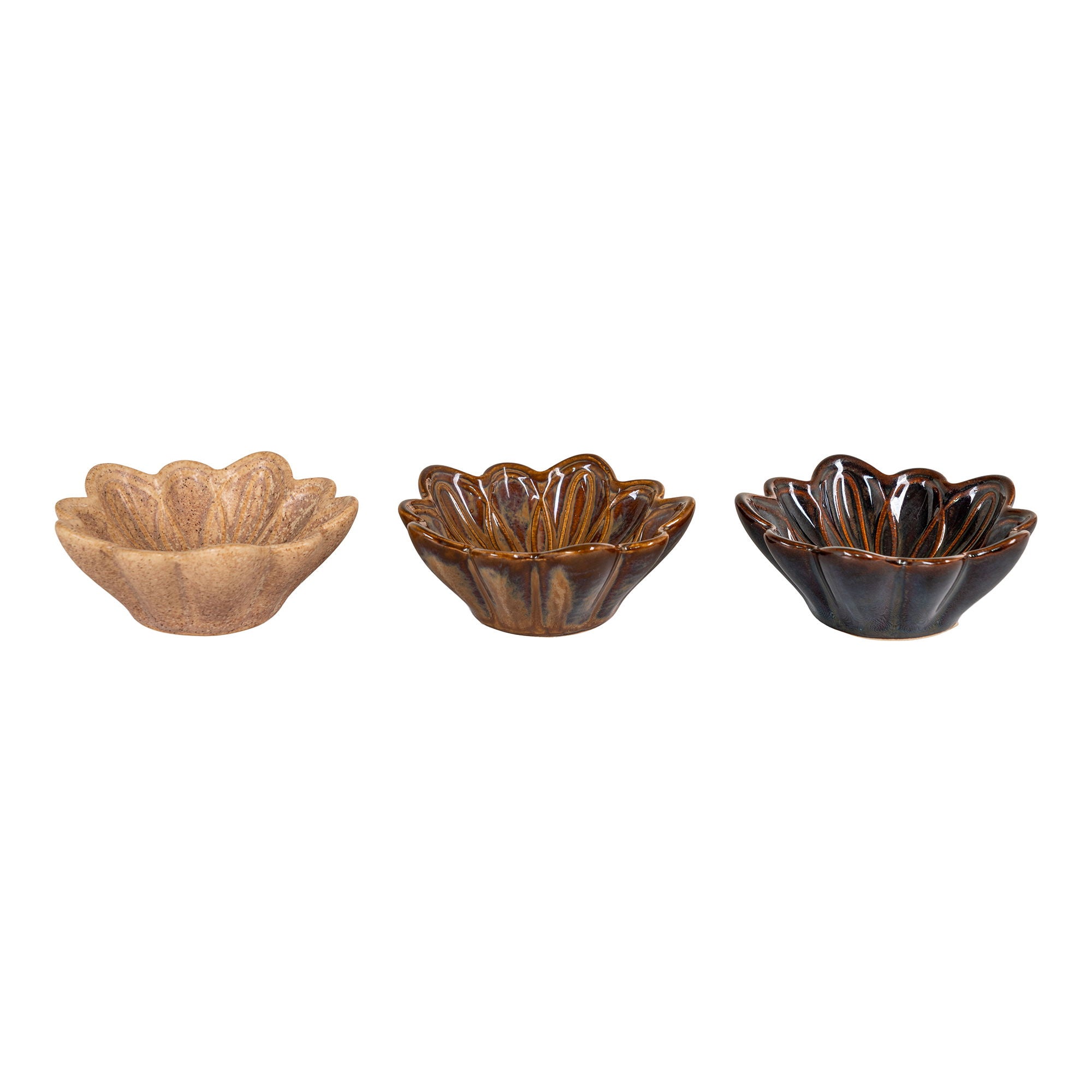 Bowl-Set „Blossom“ – Keramik, beige/braun/dunkelbraun, Ø8,5 cm, 3er-Set